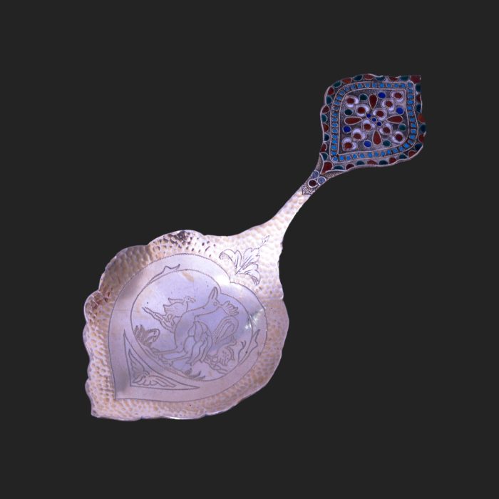 John Hardman silver caddy spoon gothic revival