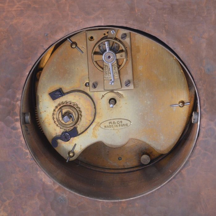 An arts and crafts copper and enamel mantel clock - Image 5