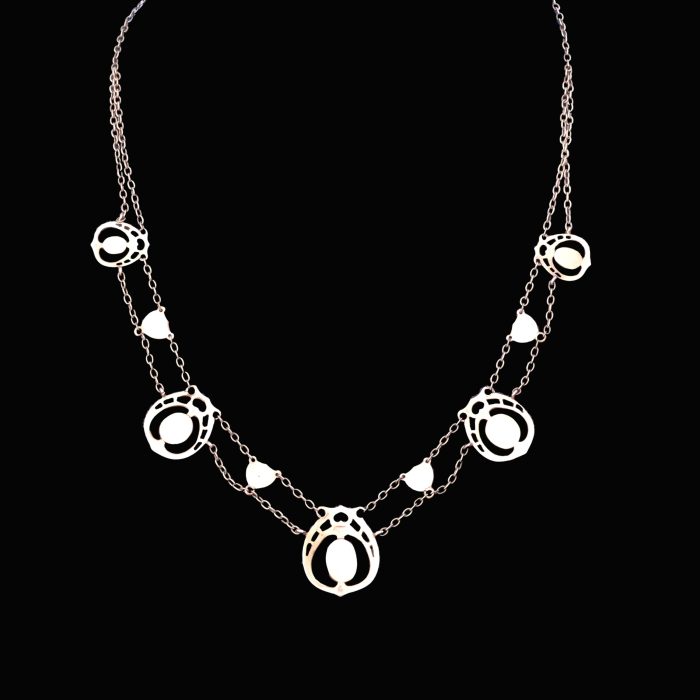 An Archibald Knox gold, turquoise and river pearl necklace - Image 2