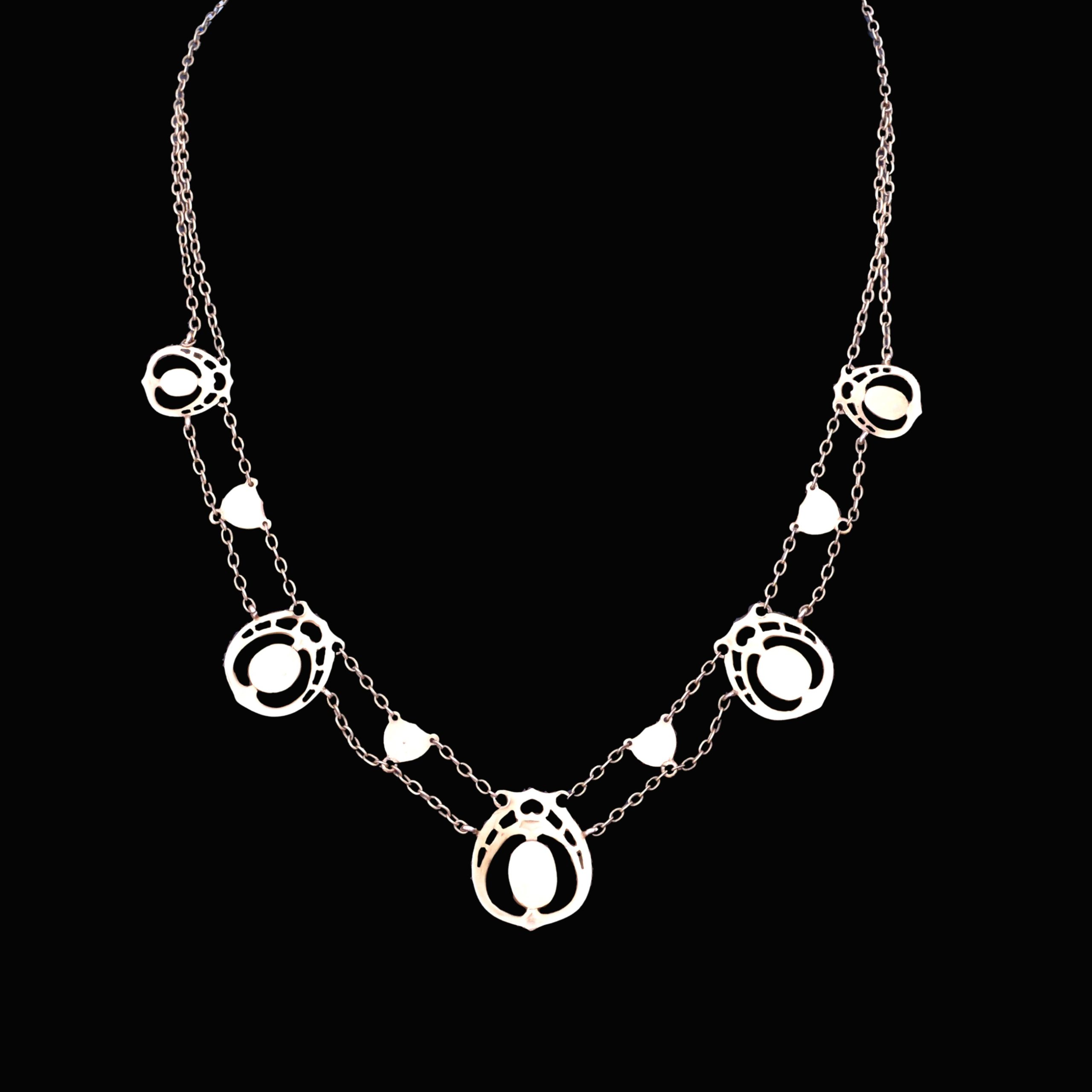 An Archibald Knox gold, turquoise and river pearl necklace - Image 2