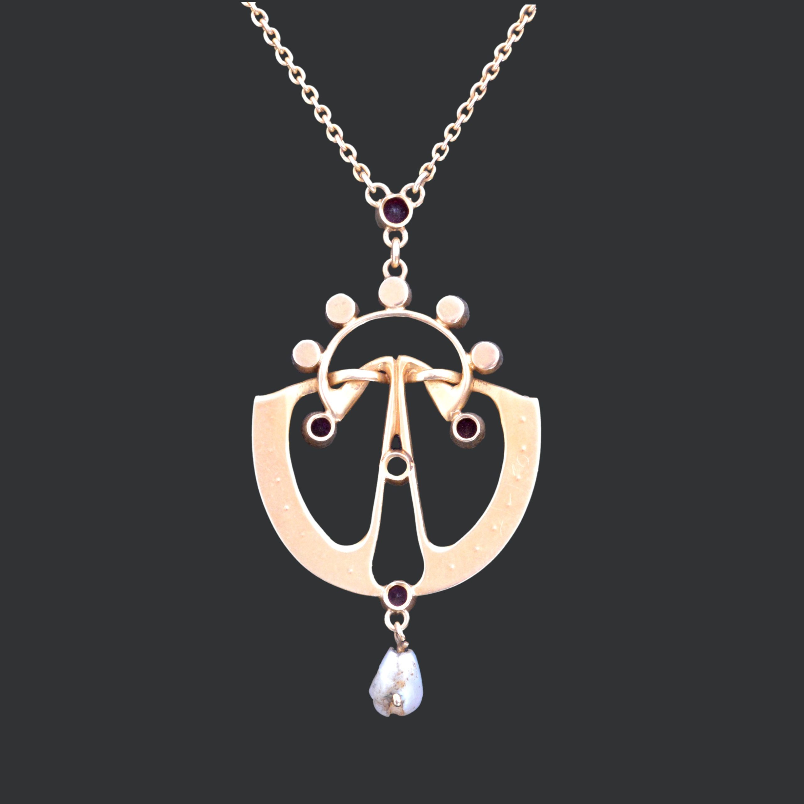 An Archibald Knox for Liberty gold, ruby and pearl pendant - Image 3